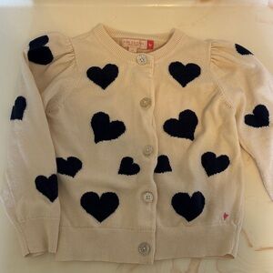 Pink Chicken Cream and navy tossed hearts Cardigan